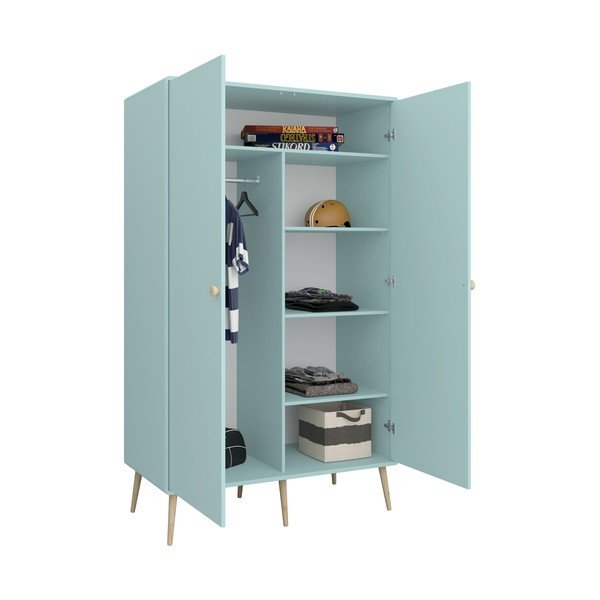 Tyrkysovomodrá detská šatníková skriňa 113x190 cm Gaia - Tvilum-image-4