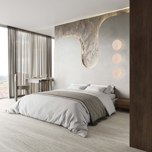 Matne biele kamenné LED nástenné svietidlo so stmievačom Bobbin – Trio Select-image-1