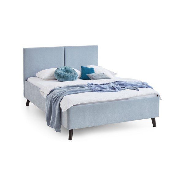 Svetlomodrá čalúnená dvojlôžková posteľ s roštom 140x200 cm Piano – Meise Möbel-image-3