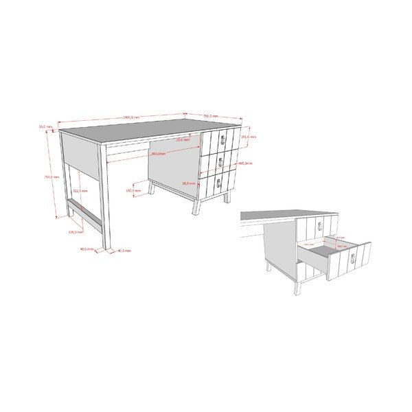 Detský písací stôl 70x140 cm Sezane – Vipack-image-2