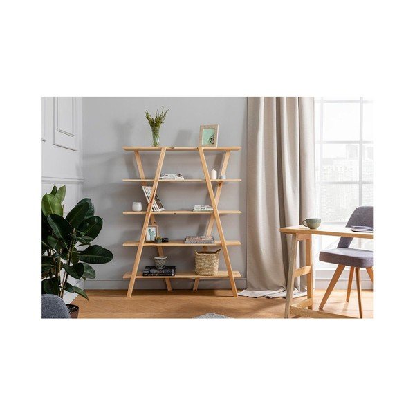 Knižnica z borovicového dreva v prírodnej farbe 120x148 cm Perla – Kalune Design-image-3