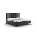 Tmavosivá čalúnená dvojlôžková posteľ s úložným priestorom s roštom 200x200 cm Casey – Mazzini Beds