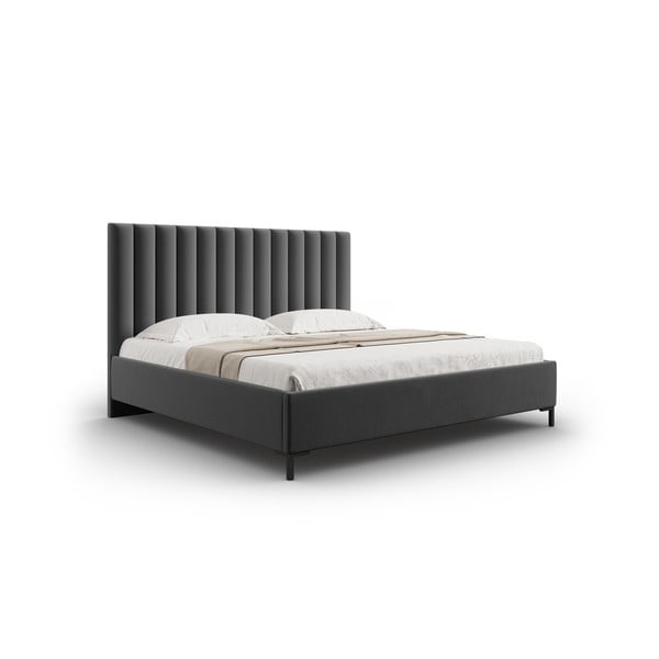 Tmavosivá čalúnená dvojlôžková posteľ s úložným priestorom s roštom 140x200 cm Casey – Mazzini Beds-image-2
