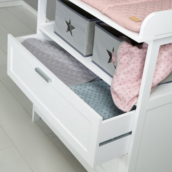 Biela detská komoda s prebaľovacím pultom 75x100x87 cm Hamburg – Roba-image-3