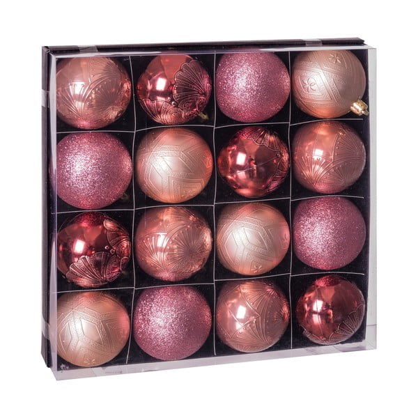 Sada 16 ružových vianočných ozdôb Unimasa Copper