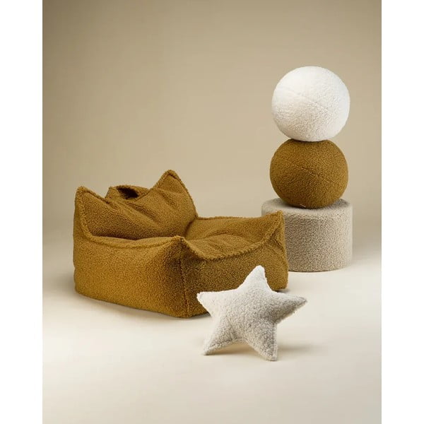 Hnedý detský pohovkový vankúš z textílie buklé Ball – Wigiwama-image-2