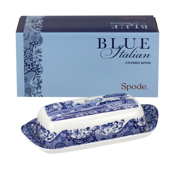 Bielo-modrá porcelánová dóza na máslo Spode Blue Italian