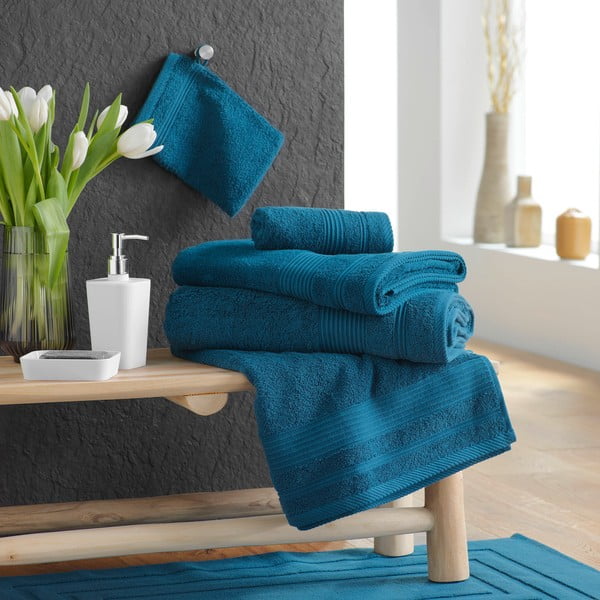 Tmavomodrý froté bavlnený uterák 50x90 cm Tendresse – douceur d'intérieur-image-3
