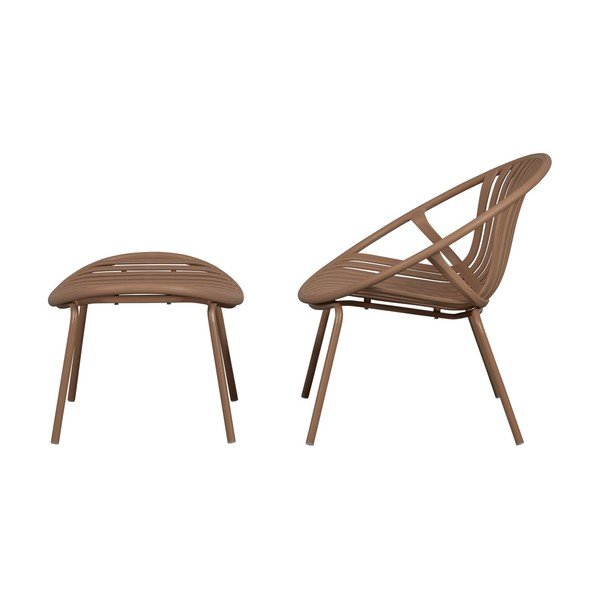 Ružové plastové záhradné kreslo s podnožkou Bruce – WOOOD-image-2