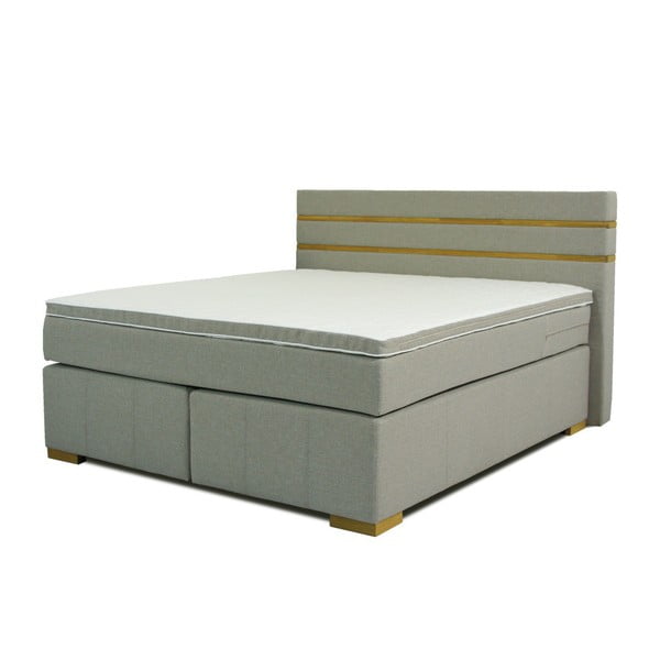Sivá dvojlôžková bo×spring posteľ Sinkro Victoria, 180 × 200 cm
