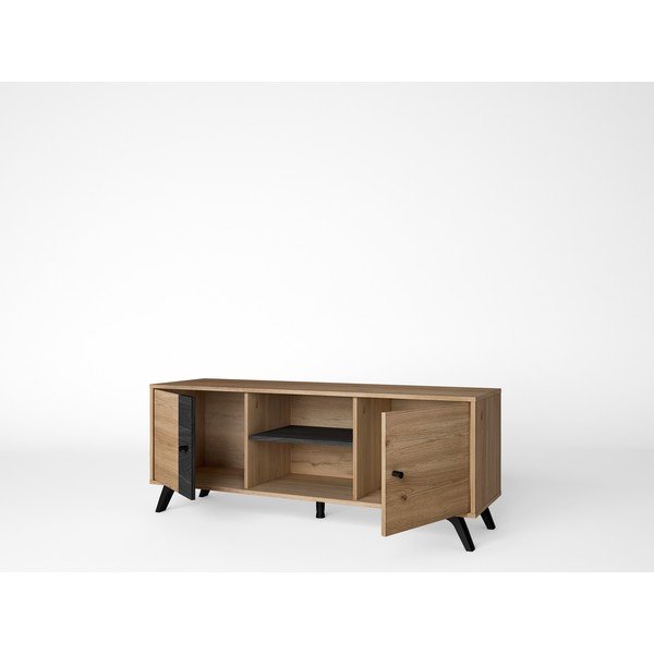 Čierny TV stolík v dekore duba 136x53 cm Natura - Marckeric-image-1