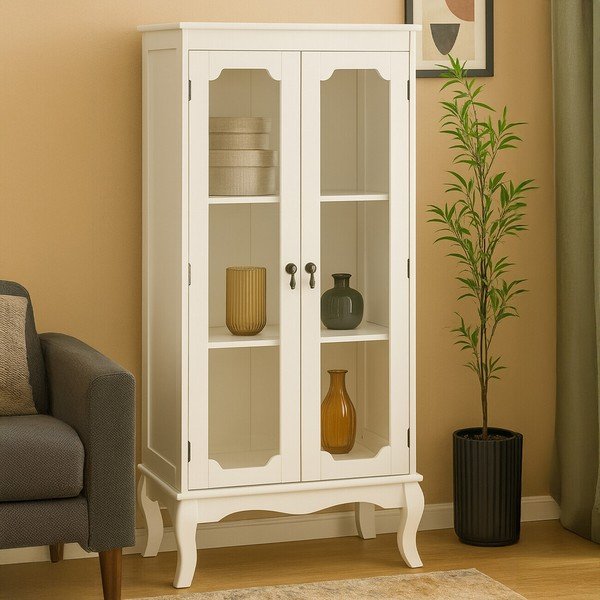 Biela vitrína 58x131x32 cm Marcella – Premier Housewares-image-1