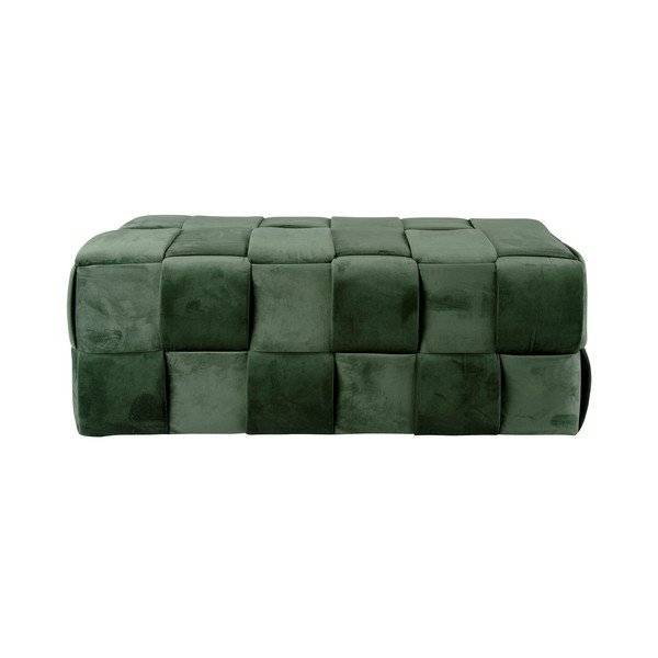 Tmavozelený zamatový taburet Weaved – Leitmotiv-image-2