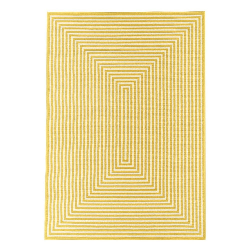 Žltý vonkajší koberec Floorita Braid, 133 × 190 cm