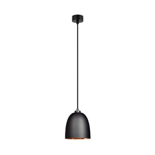 Čierne závesné svietidlo s vnútrom v medenej farbe Sotto Luce Awa Matte