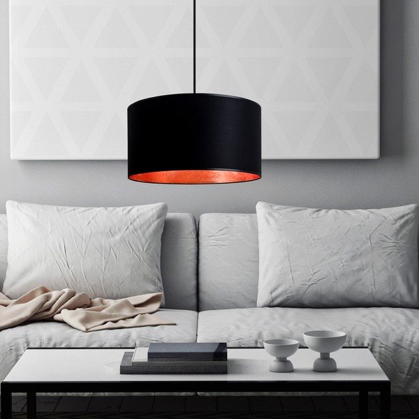 Čierne závesné svietidlo s vnútrom v medenej farbe Sotto Luce Mika, ∅ 36 cm-image-2