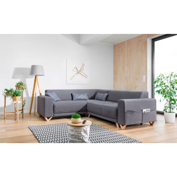 Sivá rozkladacia/s úložným priestorom rohová pohovka (ľavý roh/do L) Classy Sophie – Miuform-image-3