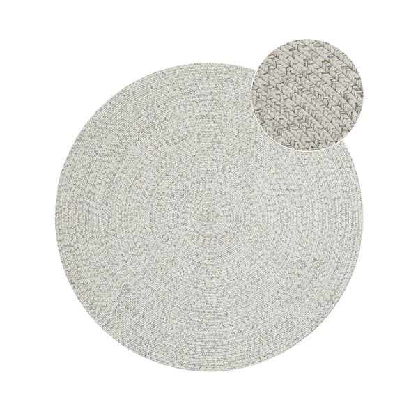 Biely/béžový okrúhly vonkajší koberec ø 150 cm - NORTHRUGS