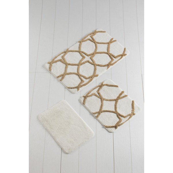Hnedo-krémové kúpeľňové predložky v súprave 3 ks 100x60 cm Bonne – Foutastic-image-1