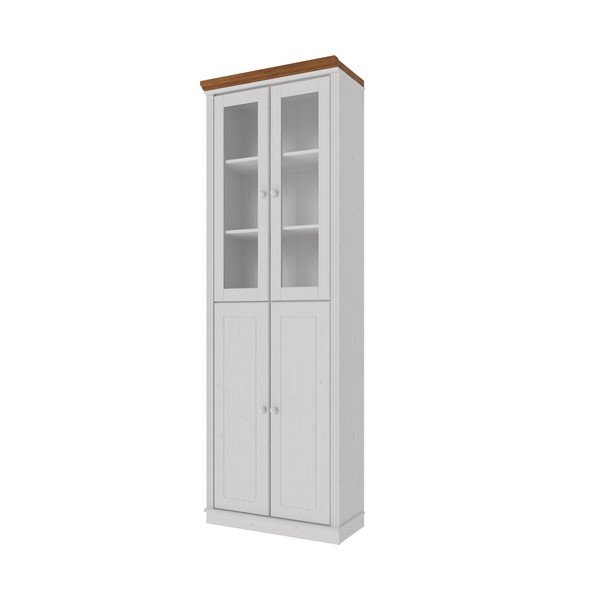Biela/jantárová vitrína z borovicového dreva 74x223x37 cm Anita – Støraa-image-2