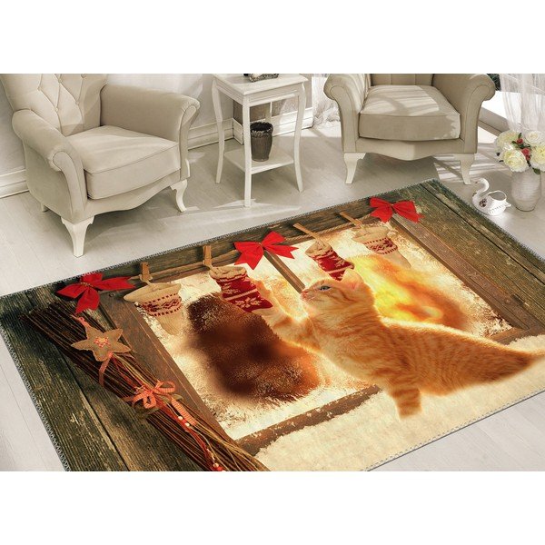 Koberec Vitaus Vianočné obdobie Hravá mačka, 50 x 80 cm-image-1