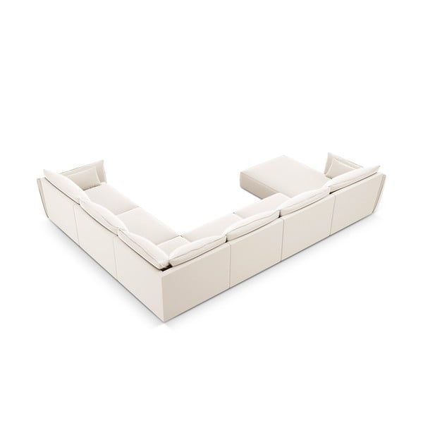 Béžová zamatová rohová pohovka (pravý roh/do "U") Vanda – Mazzini Sofas-image-3