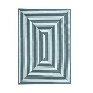 Modrý vonkajší koberec Floorita Braid, 133 × 190 cm