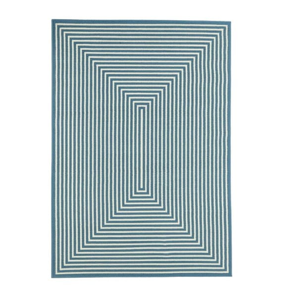 Modrý vonkajší koberec Floorita Braid, 160 × 230 cm