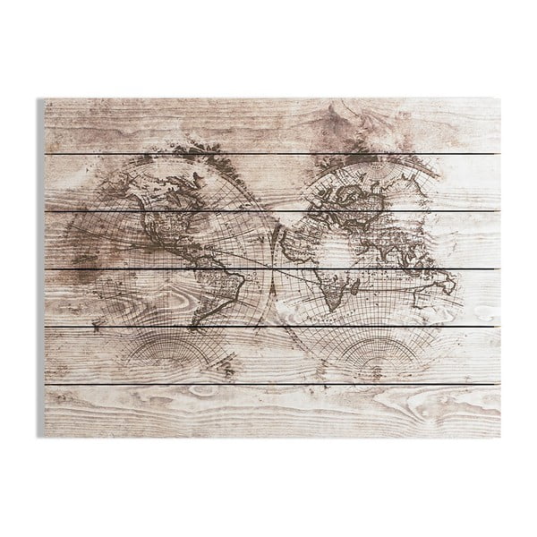 Obraz Graham & Brown Wood World Map, 80 × 60 cm