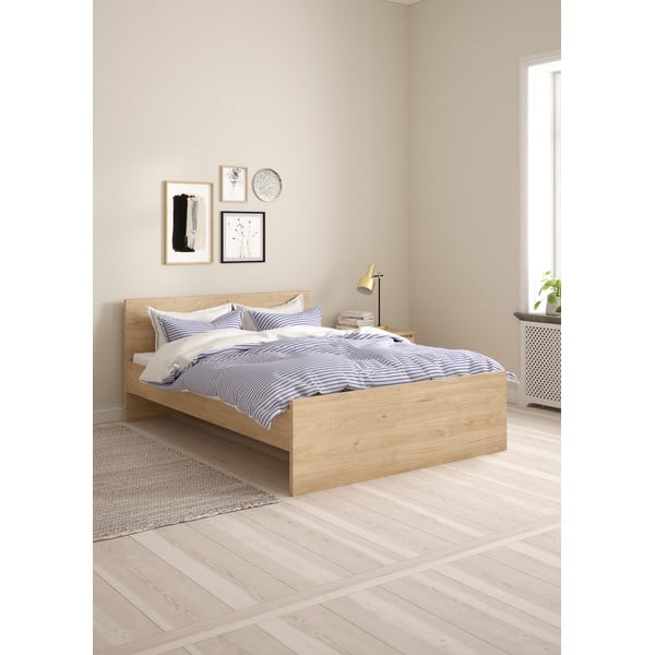 Dvojlôžková posteľ v dekore duba bez roštu 140x200 cm v prírodnej farbe Naia – Tvilum-image-1