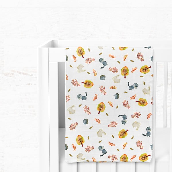 Biela mušelínová detská deka 75x100 cm Forest – Mijolnir-image-3