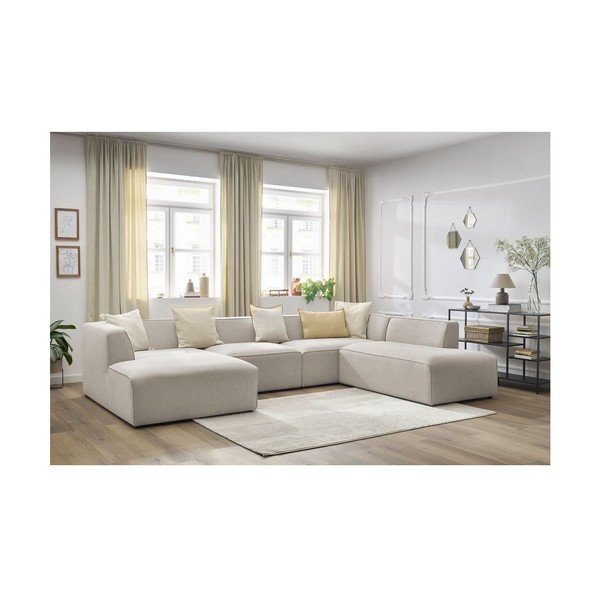 Béžová modulárna rohová pohovka (pravý roh/do tvaru "U") Megeve – Bobochic Paris-image-1
