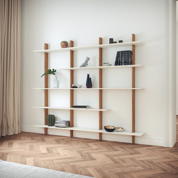 Biely policový diel s konštrukciou z dubového dreva Tenzo Bridge-image-1