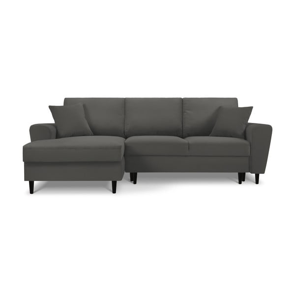 Tmavosivá menčestrová rozkladacia/s úložným priestorom rohová pohovka (ľavý roh/s leňoškou) Kyoto – Cosmopolitan Design