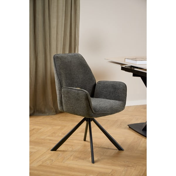 Tmavosivé jedálenské kreslo s podrúčkami Graham – Actona-image-1