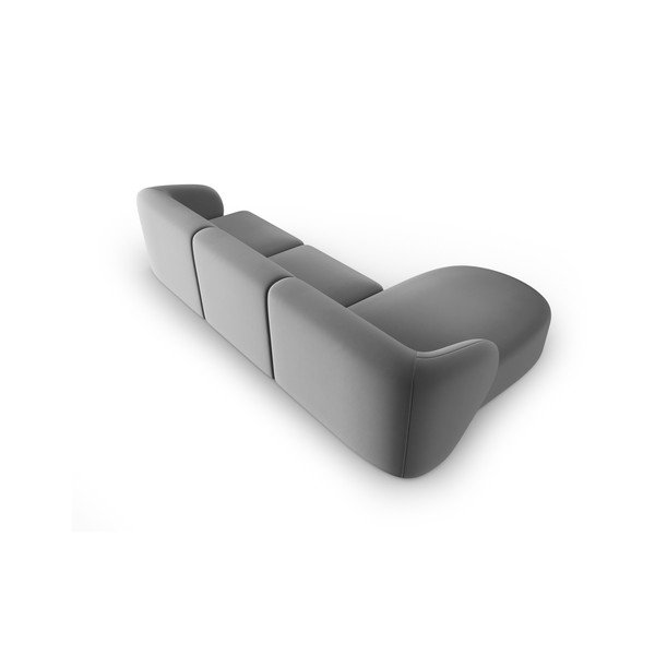 Sivá zamatová rohová pohovka (ľavý roh/s leňoškou) Paolo – Milo Casa-image-3