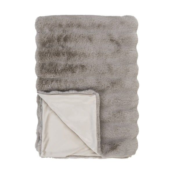 Sivá/béžová deka z umelej kožušiny 130x180 cm Galena – House Nordic