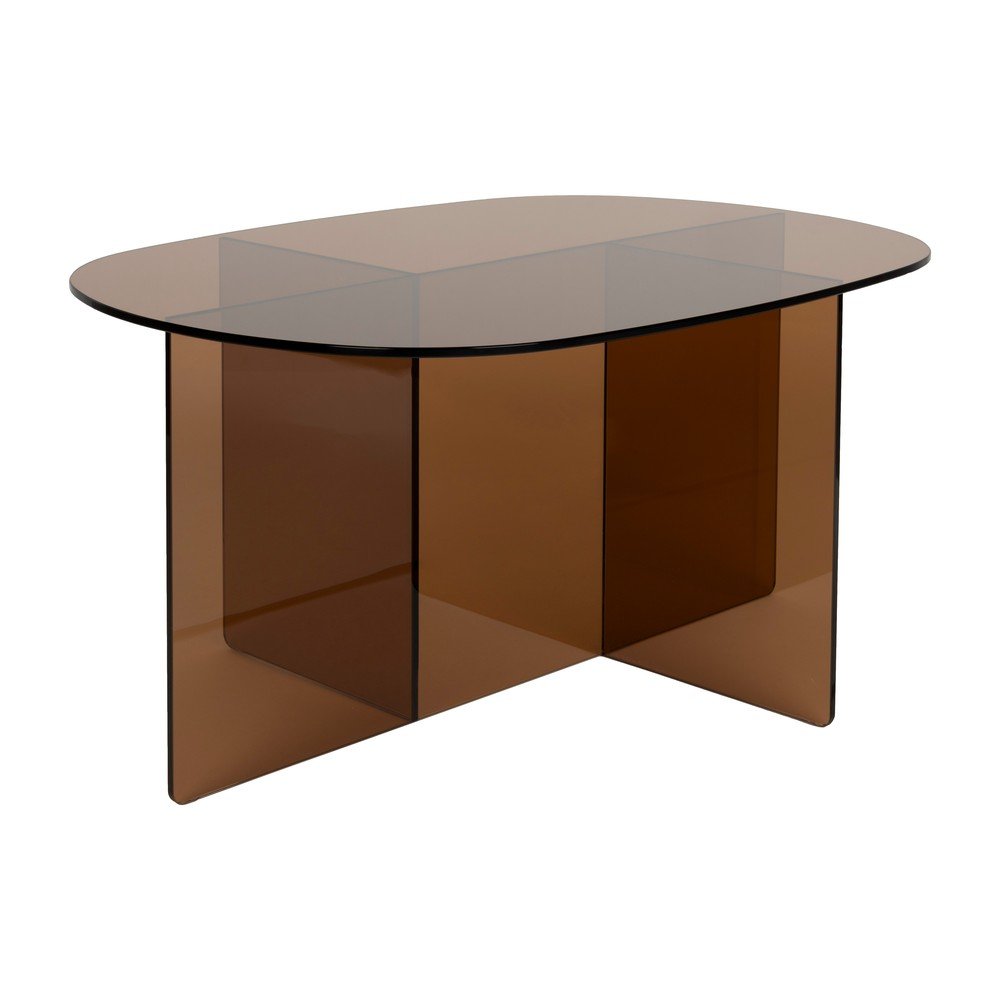 E-shop Hnedý sklenený konferenčný stolík 60x80 cm Linea – Zuiver