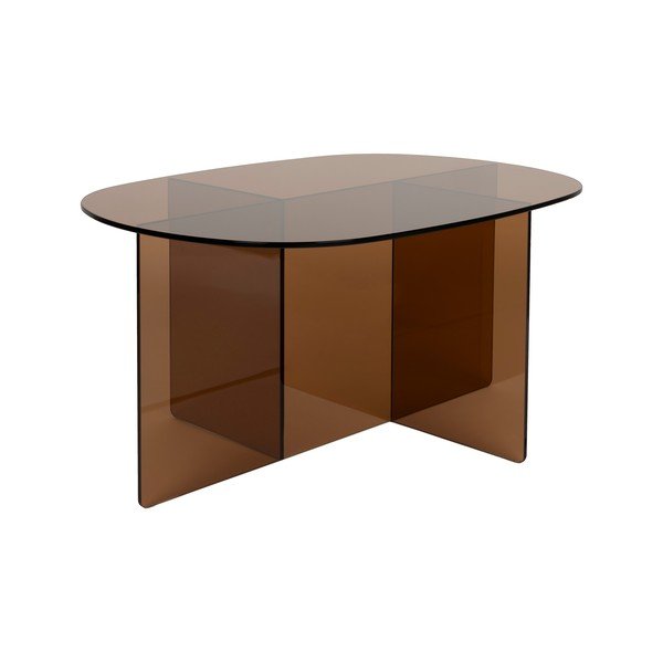 Hnedý sklenený konferenčný stolík 60x80 cm Linea – Zuiver