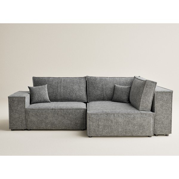 Sivá ženilková rozkladacia/s úložným priestorom rohová pohovka (pravý roh/do L) Tonga – Maison de Rêve-image-2