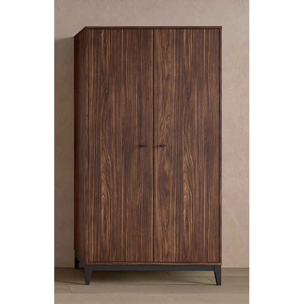 Šatníková skriňa v dekore orecha v tmavo prírodnej farbe 100x190,5x55 cm Ilyas – Vipack-image-1