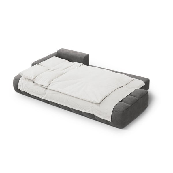 Sivá zamatová rozkladacia/s úložným priestorom rohová pohovka (ľavý roh/s leňoškou) Linz – Cosmopolitan Design-image-4