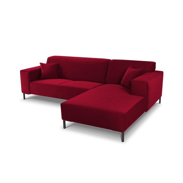 Červená zamatová rohová pohovka Cosmopolitan Design Siena, pravý roh-image-4
