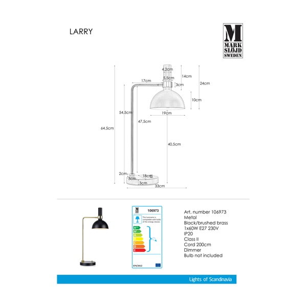 Stolová lampa v čierno-zlatej farbe Markslöjd Larry-image-1
