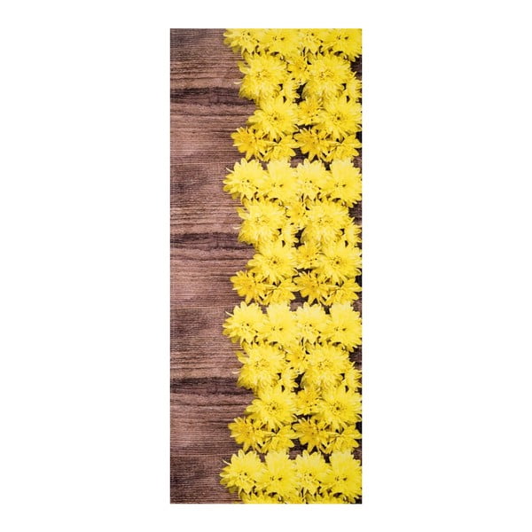Žlto-hnedý vysokoodolný koberec Webtappeti Dalie, 58 x 80 cm