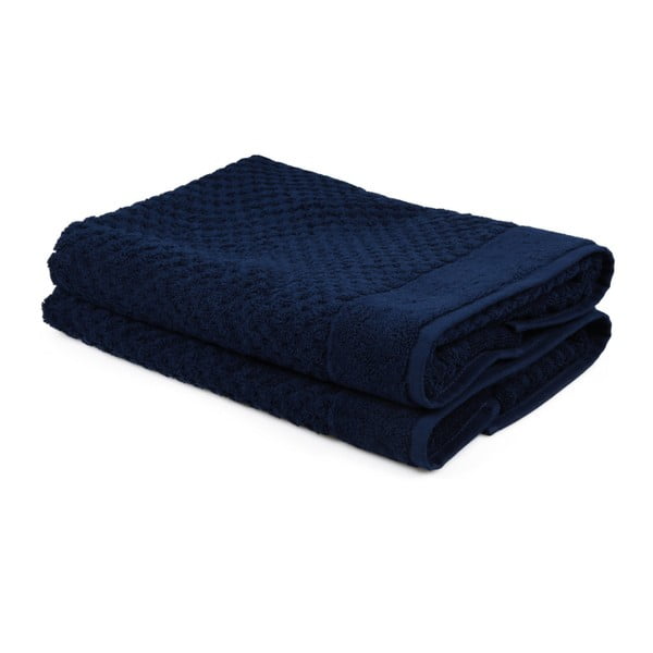 Sada 2 tmavomodrých uterákov zo 100% bavlny Mosley, 50 × 80 cm