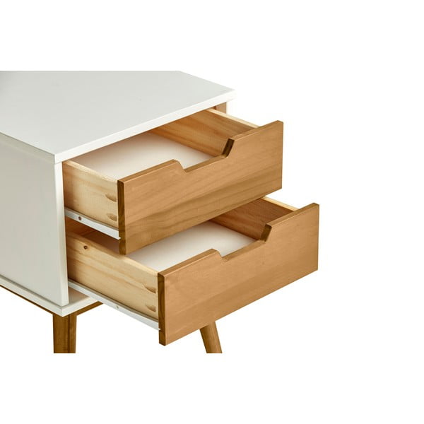 Bielo-hnedý nočný stolík z masívneho borovicového dreva Marckeric Baku-image-4