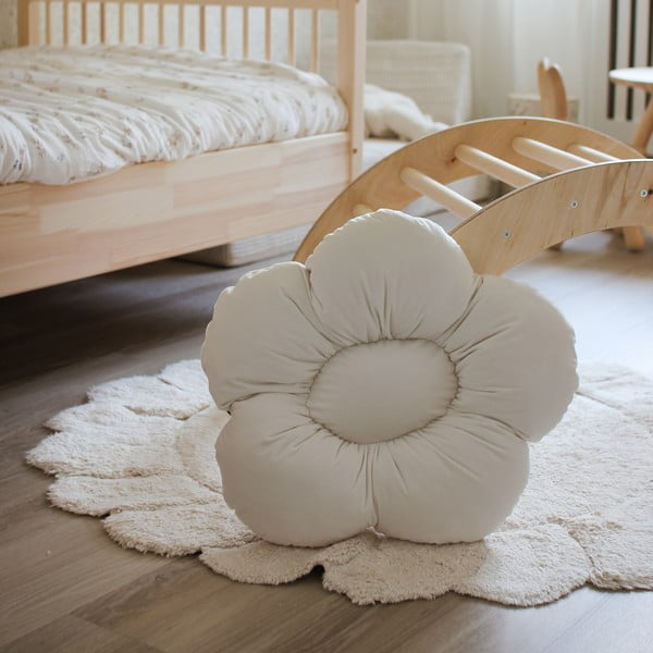 Krémový umývateľný ručne tkaný bavlnený detský koberec ø110 cm Gabrielle – Nattiot-image-4