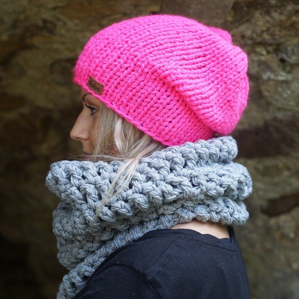 Ručne pletená čapica DOKE Pink Beanie-image-3