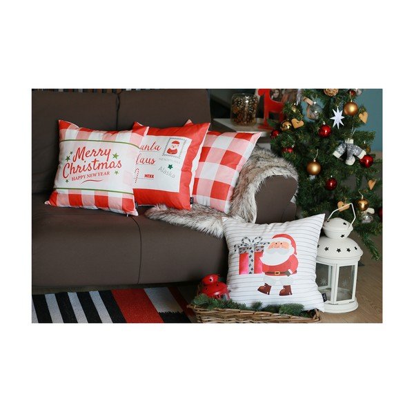 Biela vianočná obliečka na vankúš Mike & Co. NEW YORK Honey Christmas Santa Claus, 45 x 45 cm-image-1